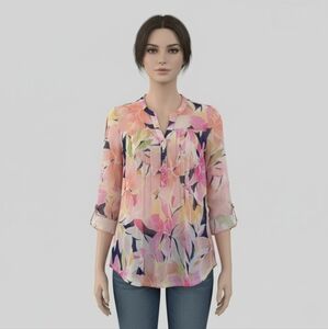 Juniper + Lime Multi color floral print 3/4 sleeves